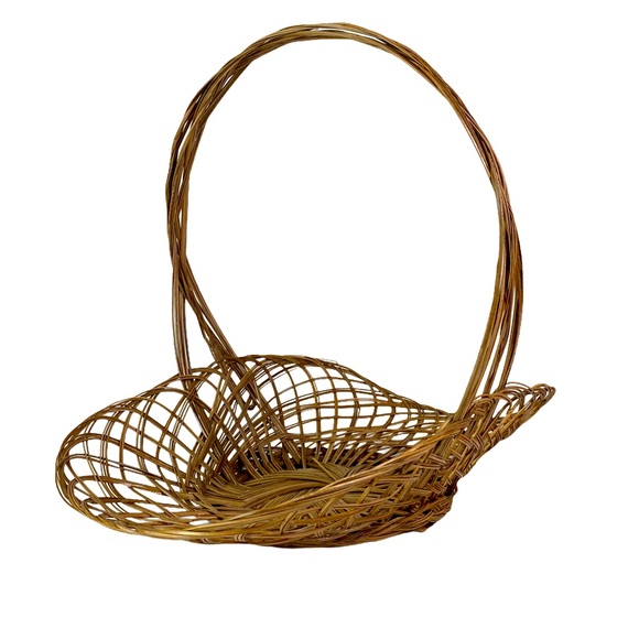 Vintage Wicker Flower Gathering Harvest Basket